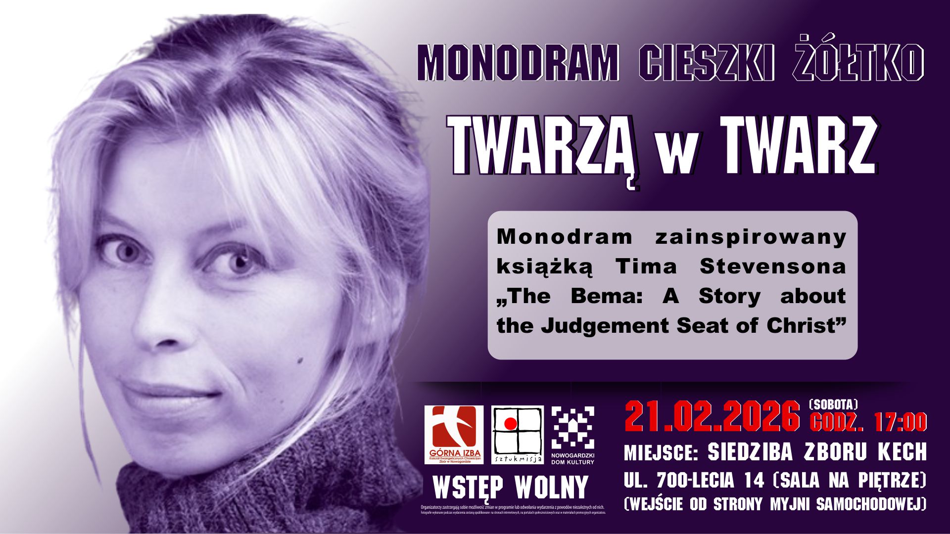 TWARZĄ W TWARZ – monodram w wykonaniu Cieszki Żółtko 